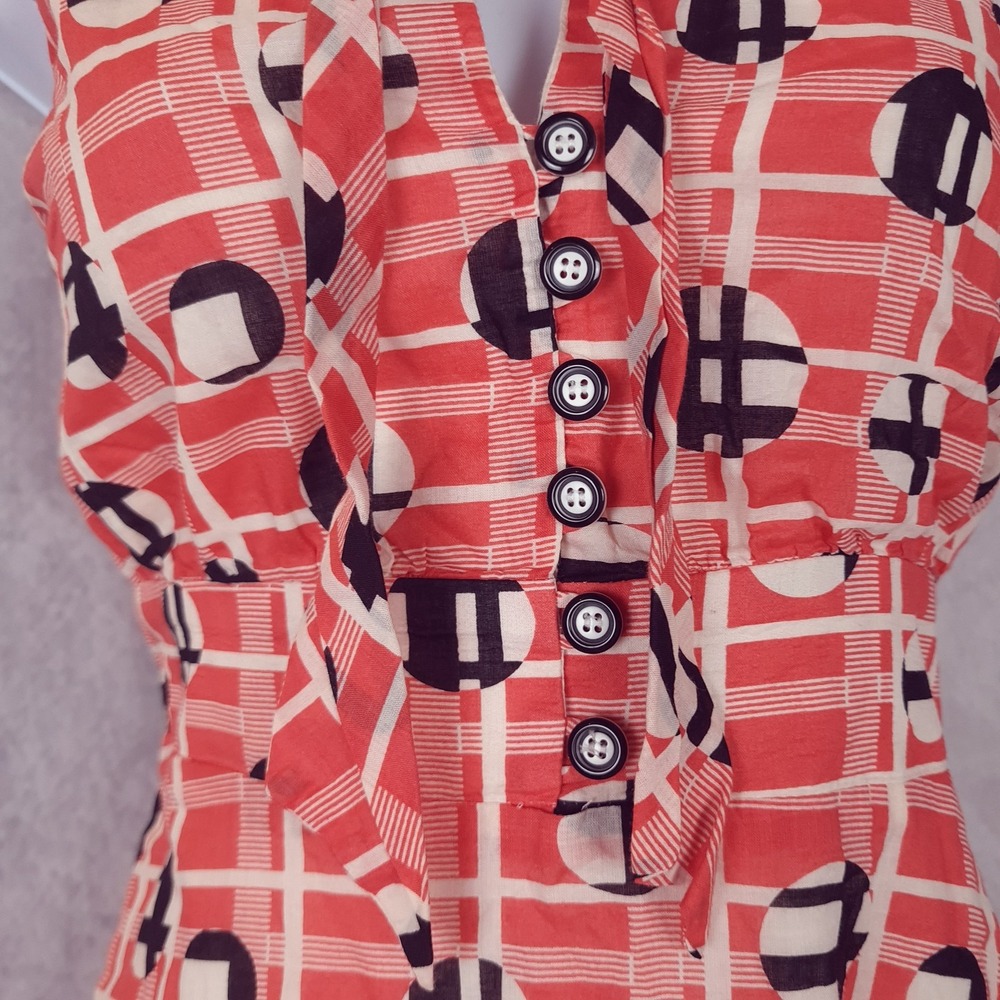 Vintage Betsey Johnson Dress Womens 4 Red Ruffle Keyhole Flare Sundress USA - Picture 5 of 14